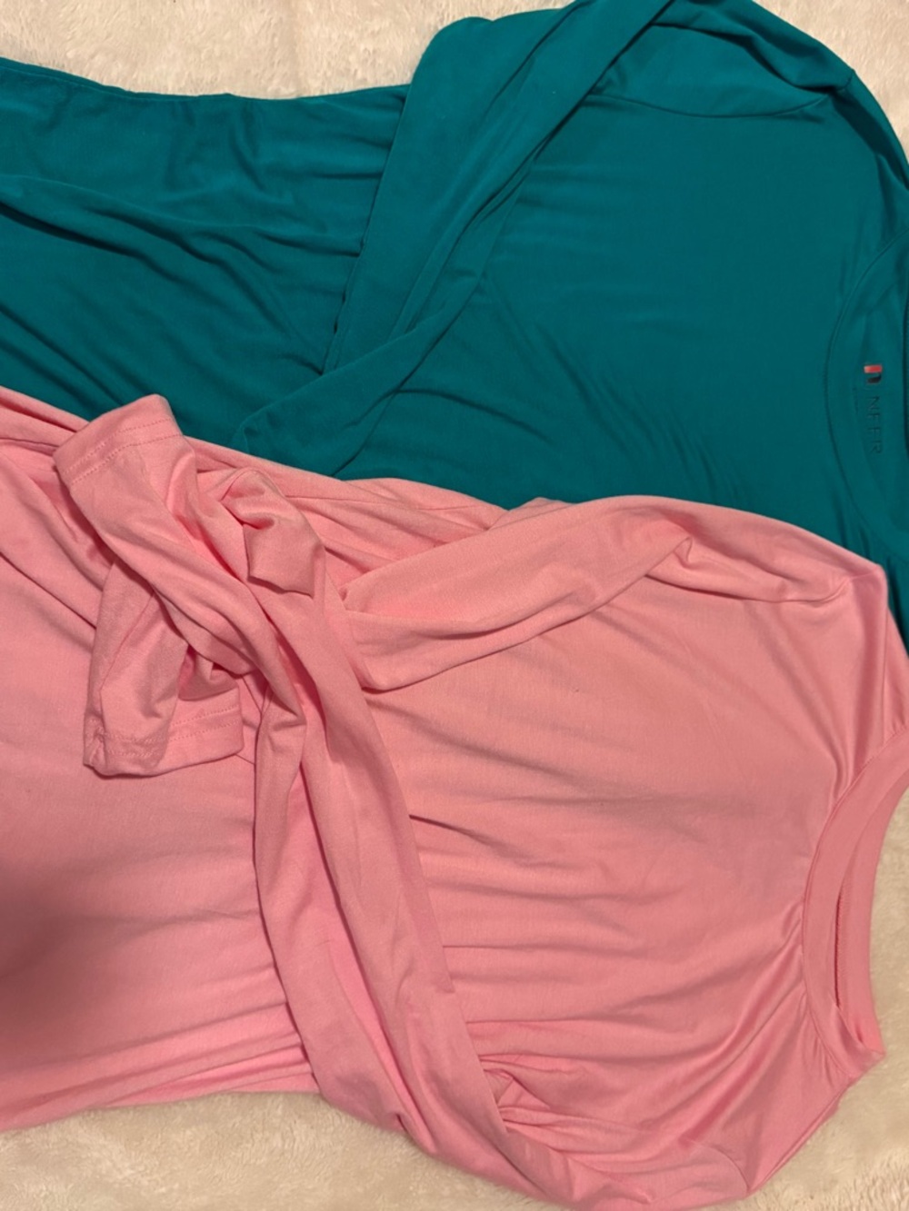 Soft Teal and Blush Pink Knit Tops - Set